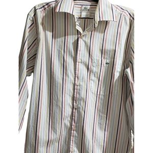 Lacoste Mens Striped Button Down Dress Shirt